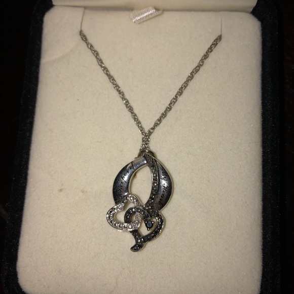 Kay black and white diamond heart necklace - Picture 3 of 3